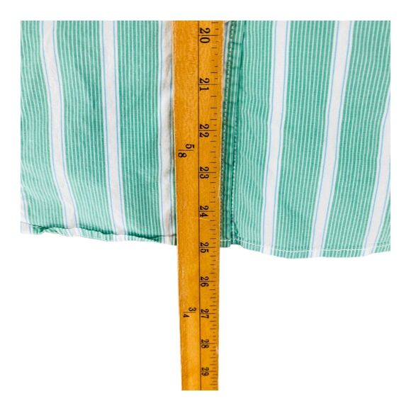 LL BEAN Shirt Womens L Button Up Blouse Top Striped 3/4 Sleeve Green - Picture 8 of 11